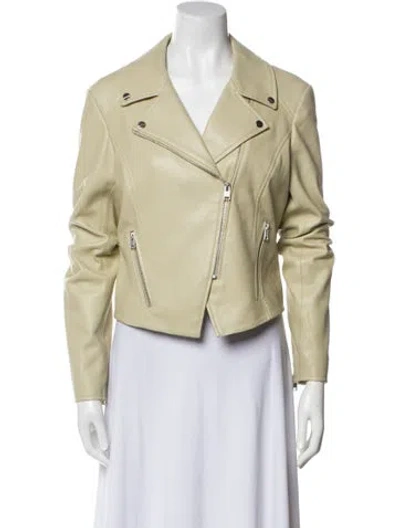 Pre-owned Lamarque Leather Biker Jacket In Neutral