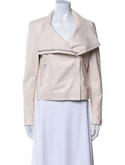 Pre-owned Lamarque Leather Biker Jacket In Neutral