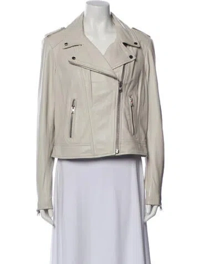 Pre-owned Lamarque Leather Biker Jacket In Neutral
