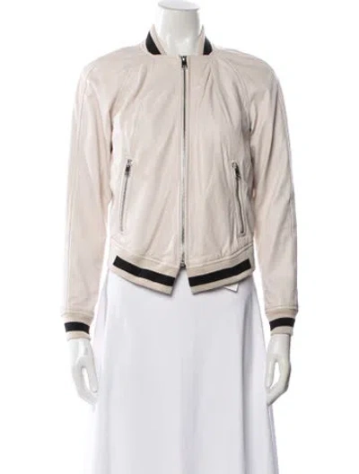 Pre-owned Lamarque Leather Biker Jacket In Neutral