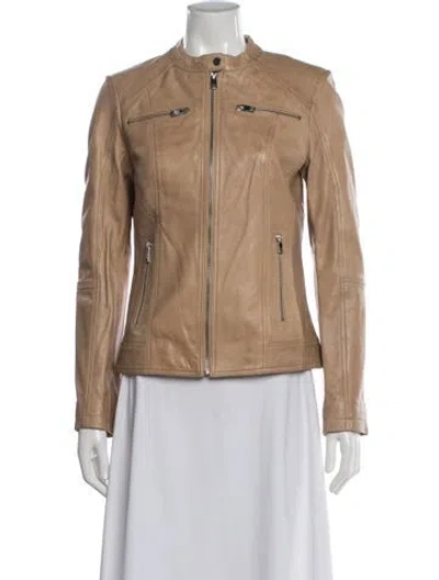 Pre-owned Lamarque Leather Biker Jacket In Neutral