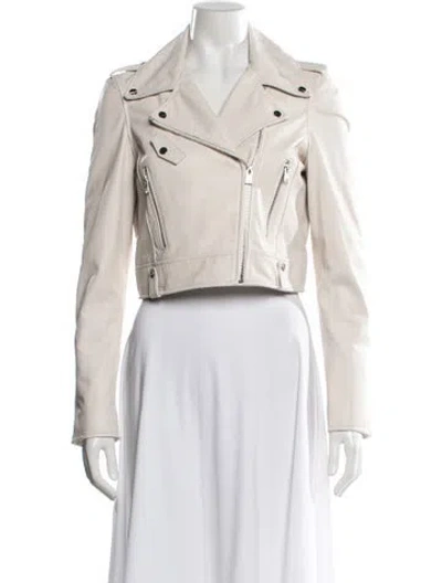 Pre-owned Lamarque Leather Biker Jacket In Neutral
