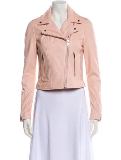 Pre-owned Lamarque Leather Biker Jacket In Pink