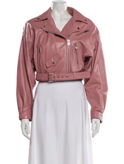 Pre-owned Lamarque Leather Biker Jacket In Pink