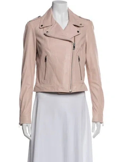 Pre-owned Lamarque Leather Biker Jacket In Pink