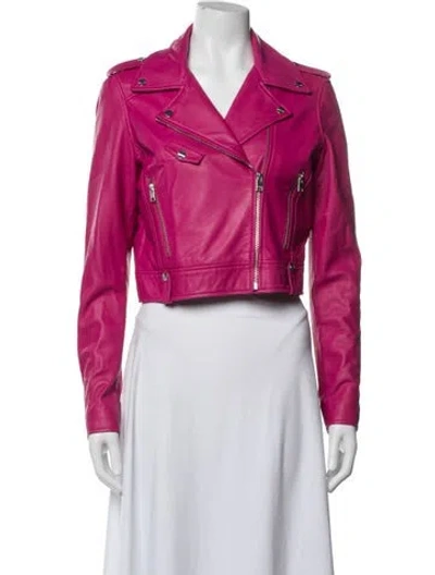 Pre-owned Lamarque Leather Biker Jacket In Pink