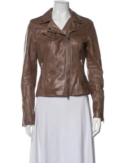 Pre-owned Lamarque Leather Biker Jacket In Pink
