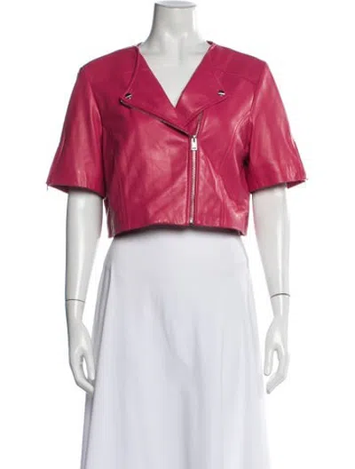 Pre-owned Lamarque Leather Biker Jacket In Pink