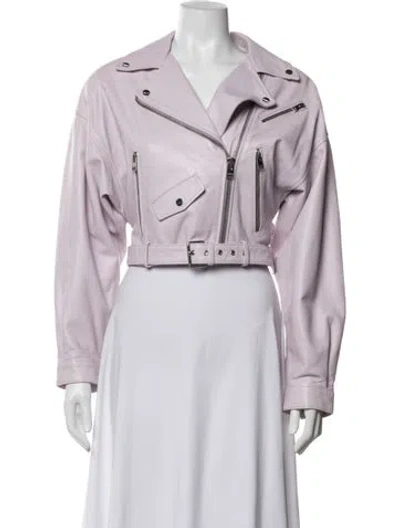 Pre-owned Lamarque Leather Biker Jacket In Purple