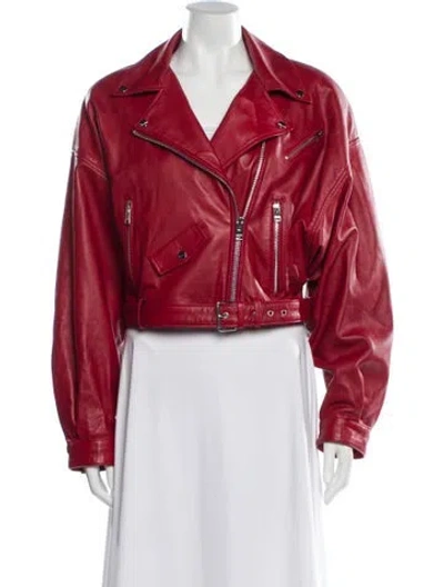 Pre-owned Lamarque Leather Biker Jacket In Red