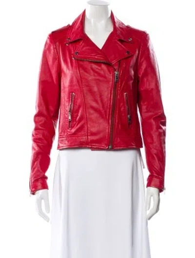 Pre-owned Lamarque Leather Biker Jacket In Red