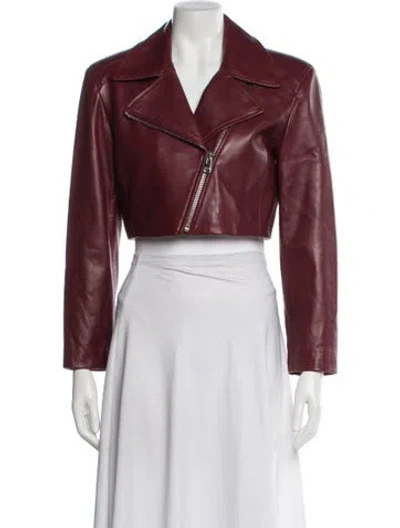 Pre-owned Lamarque Leather Biker Jacket In Red