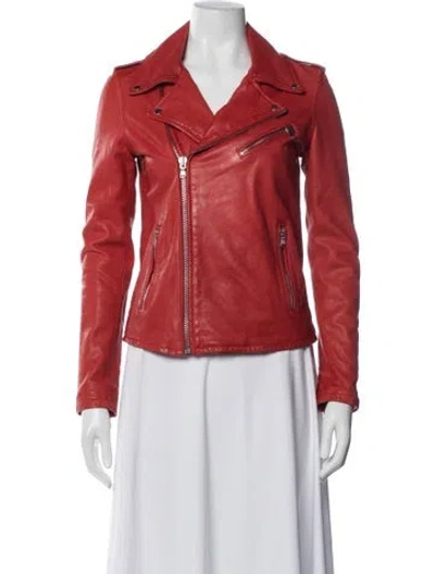 Pre-owned Lamarque Leather Biker Jacket In Red