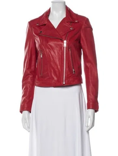 Pre-owned Lamarque Leather Biker Jacket In Red