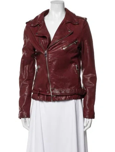 Pre-owned Lamarque Leather Biker Jacket In Red