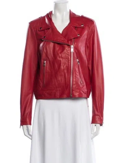Pre-owned Lamarque Leather Biker Jacket In Red