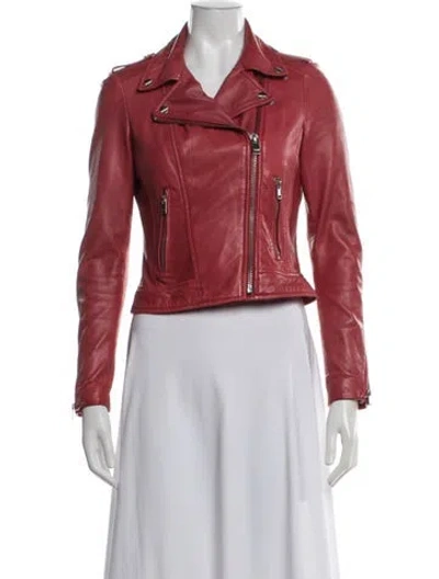 Pre-owned Lamarque Leather Biker Jacket In Red