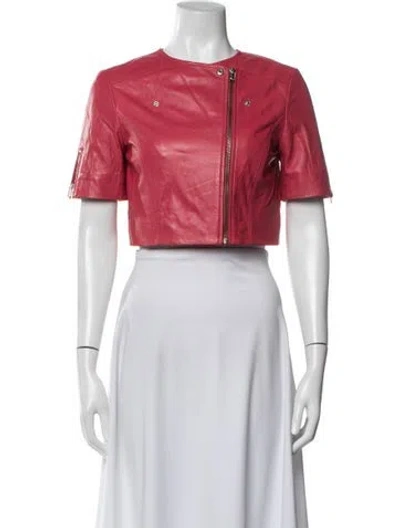 Pre-owned Lamarque Leather Biker Jacket In Red