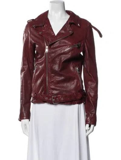 Pre-owned Lamarque Leather Biker Jacket In Red