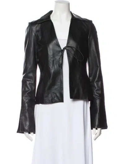 Pre-owned Lamarque Leather Biker Jacket W/ Tags In Black