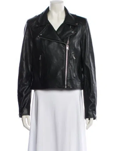 Pre-owned Lamarque Leather Biker Jacket W/ Tags In Black