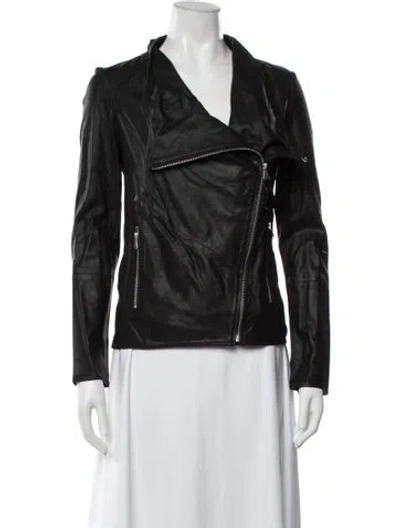 Pre-owned Lamarque Leather Biker Jacket W/ Tags In Black