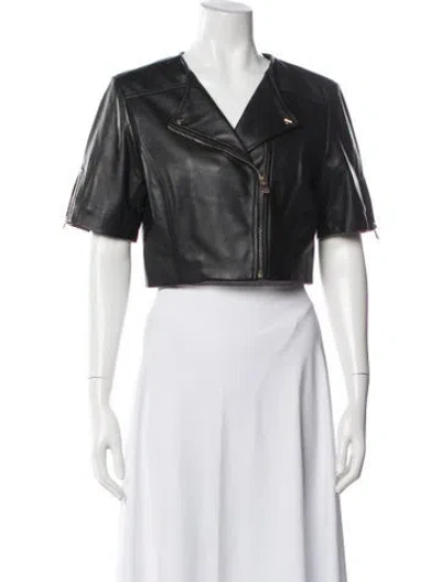 Pre-owned Lamarque Leather Biker Jacket W/ Tags In Black