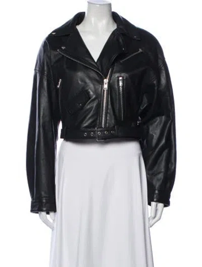 Pre-owned Lamarque Leather Biker Jacket W/ Tags In Black