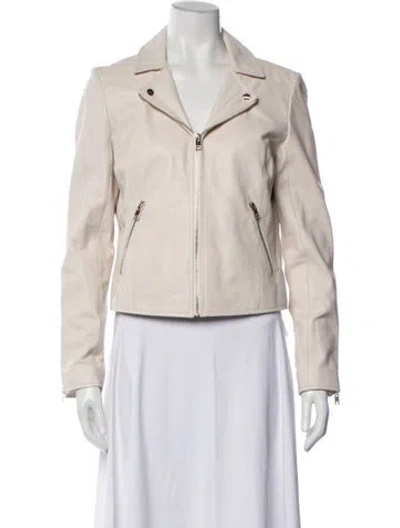 Pre-owned Lamarque Leather Biker Jacket W/ Tags In Neutral