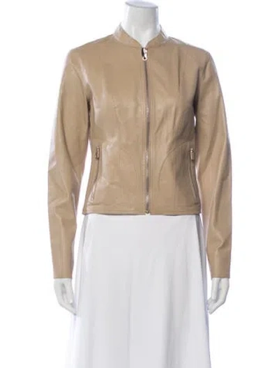 Pre-owned Lamarque Leather Biker Jacket W/ Tags In Neutrals