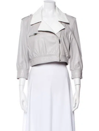 Pre-owned Lamarque Leather Biker Jacket W/ Tags In White
