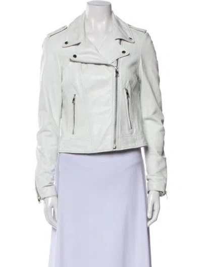 Pre-owned Lamarque Leather Biker Jacket In White