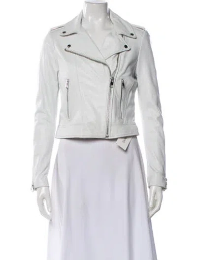 Pre-owned Lamarque Leather Biker Jacket In White