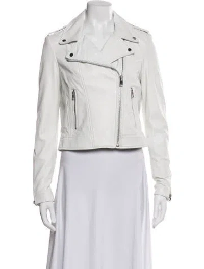 Pre-owned Lamarque Leather Biker Jacket In White