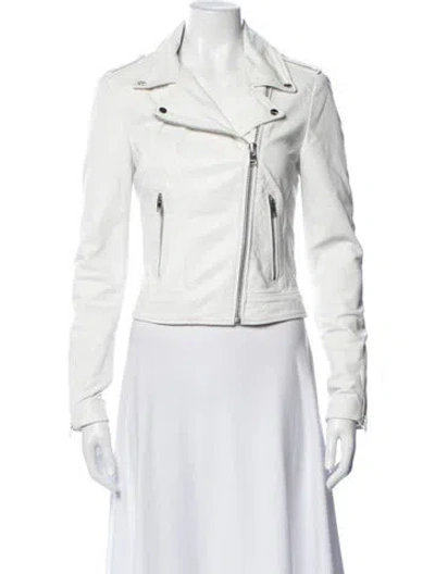 Pre-owned Lamarque Leather Biker Jacket In White