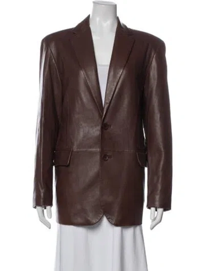 Pre-owned Lamarque Leather Blazer In Brown