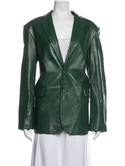 Pre-owned Lamarque Leather Blazer In Green