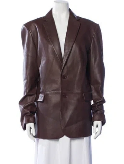 Pre-owned Lamarque Leather Blazer W/ Tags In Brown