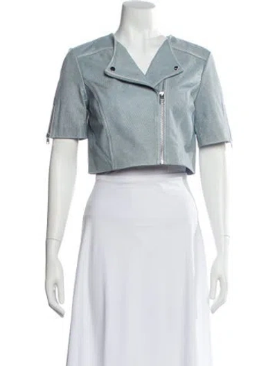 Pre-owned Lamarque Leather Bolero W/ Tags In Blue