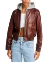 Lamarque Leather Bomber Jacket In Chocolate