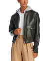 Lamarque Candace Lamb Leather Bomber Jacket In Dark Olive