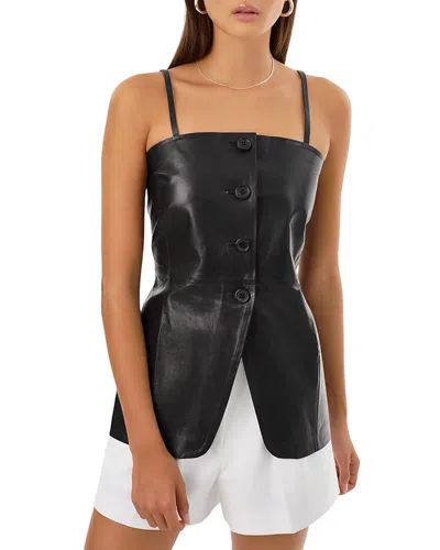 Lamarque Leather Bustier Top In Black