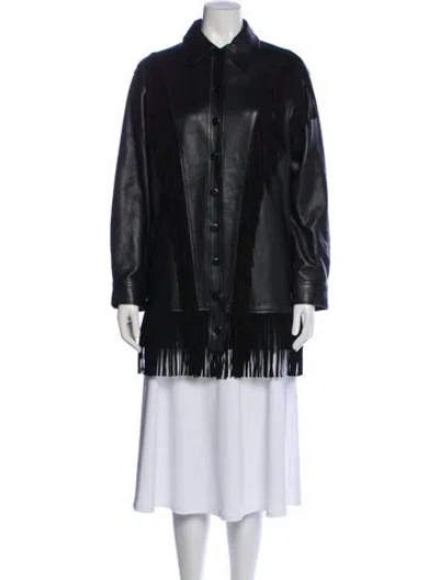 Pre-owned Lamarque Leather Coat W/ Tags In Black