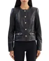 Lamarque Leather Collarless Jacket In Black