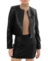 Lamarque Linette Cropped Lamb Leather Jacket In Black