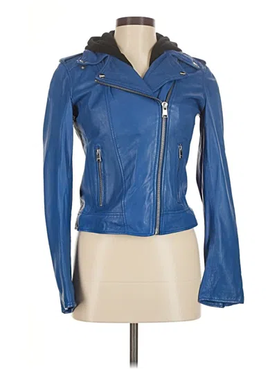 Pre-owned Lamarque Leather Jacket In Blue
