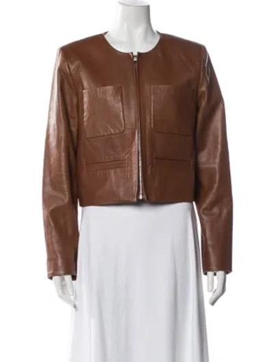 Pre-owned Lamarque Leather Jacket In Brown