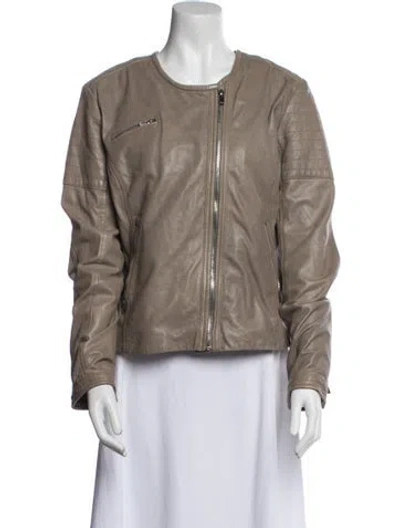 Pre-owned Lamarque Leather Jacket In Neutral