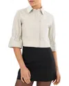 Lamarque Carolina Cropped Ruffle-sleeve Leather Jacket In Winter White