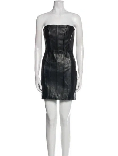 Pre-owned Lamarque Leather Mini Dress In Black